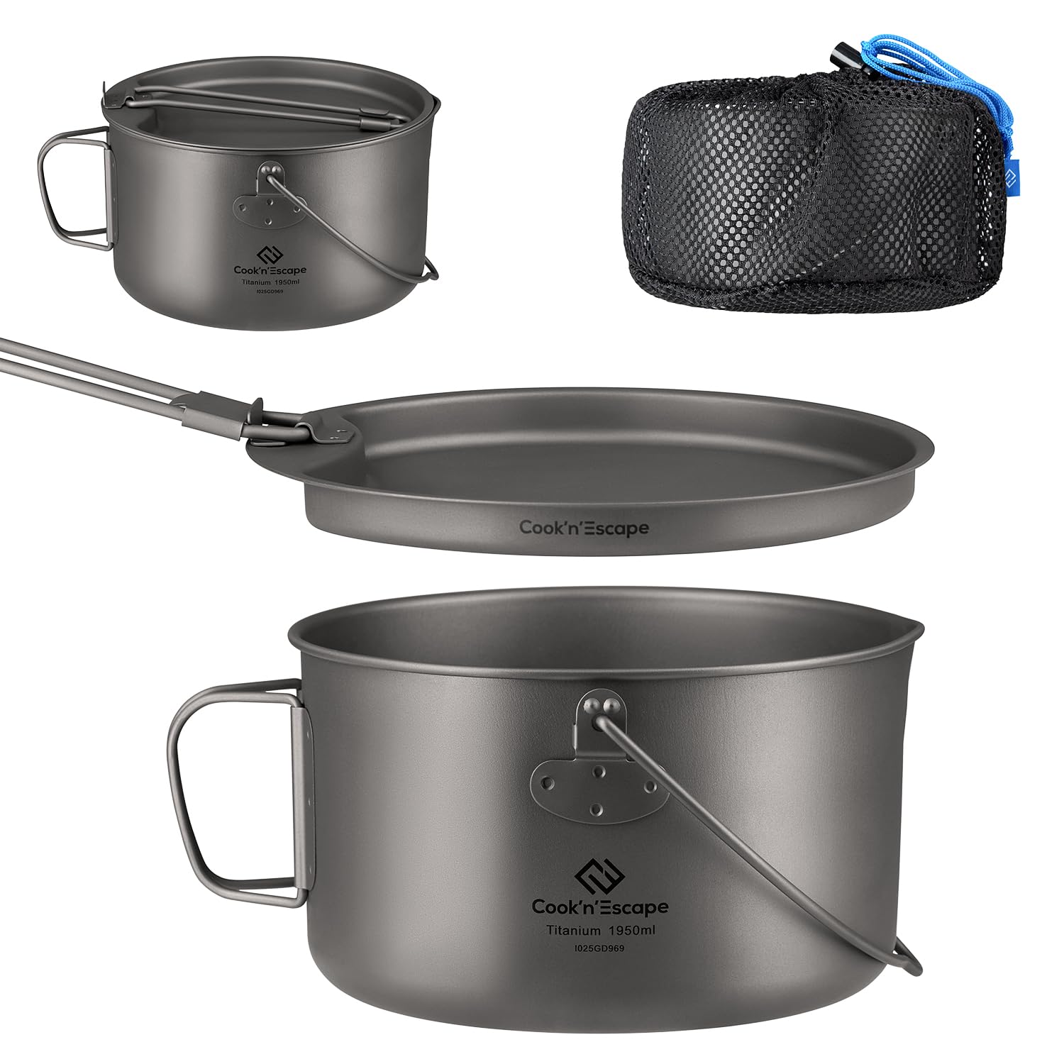 【送料無料】COOK'N'ESCAPE チタンクッカーセット 認証済み・直火対応 1950ml大容量 軽量ポット＋フラ..