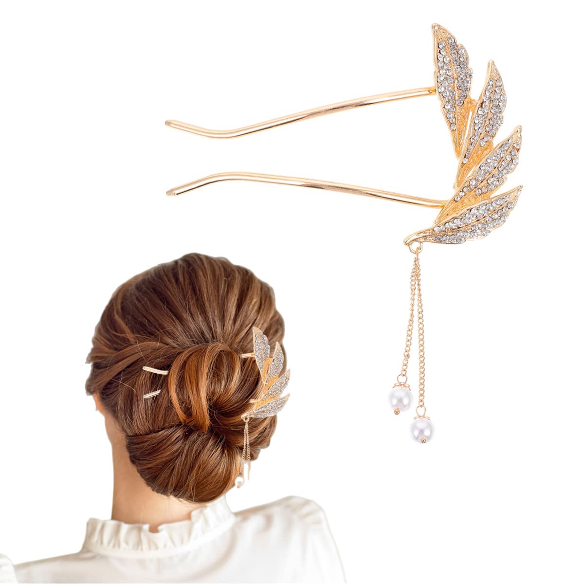 【送料無料】Frcolor かんざし バチ型 髪飾り U型簪 コーム パール 留袖 浴衣 和装アクセサリー 団子 ..