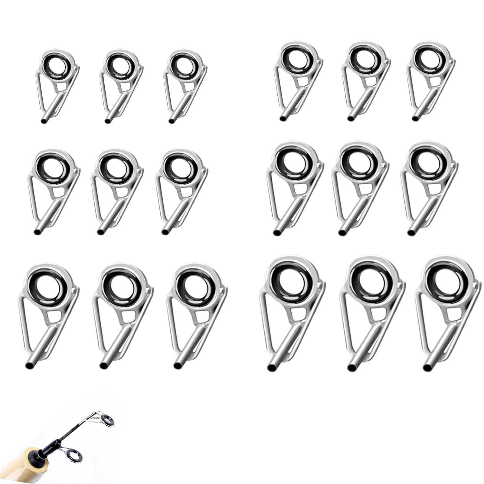 【送料無料】TOAURDA トップガイドロッドガイド竿先ガイド 18個セット 6サイ(1.6mm、1.8mm、2.0mm、2.4mm、2.8mm、3.0mm)釣...