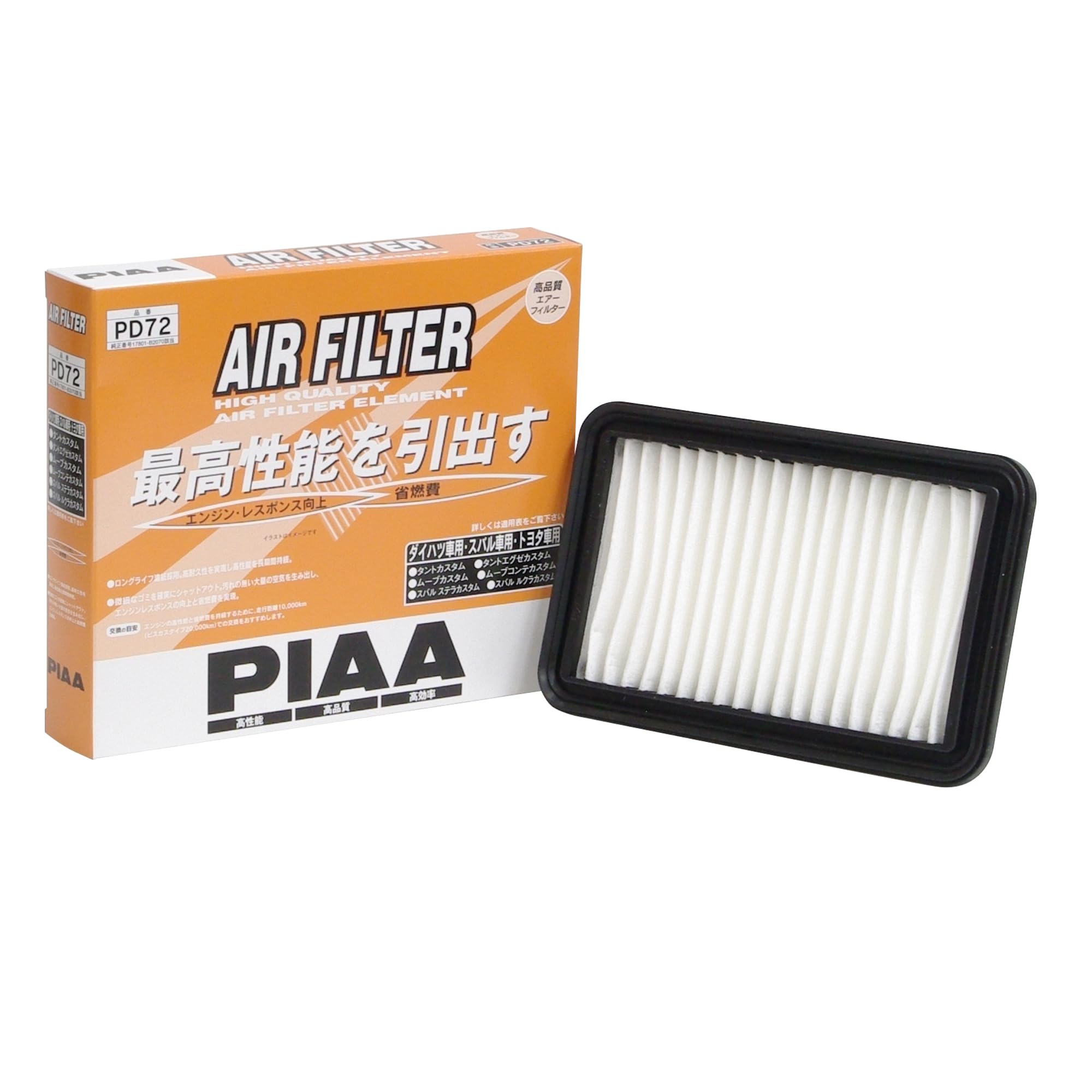 【送料無料】PIAA(ピア) エアーフィルター (エアフィルター) 1個入 [ダイハツ/トヨタ車用] キャスト・ウェイク・タント_他 PD72