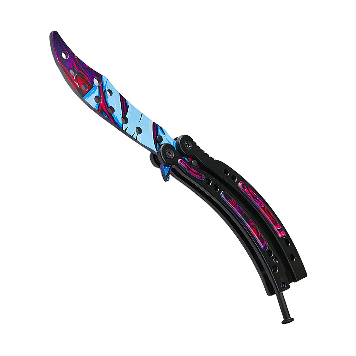 【送料無料】[RISOUHE]バタフライナイフ 練習用 トレーニング用 練道具 蝶ナイフ 刃なし 初心者 チョウ 練習刀 大人 全鋼 未開刃 練習用 サバイバルゲーム用品 訓練道具 (b)