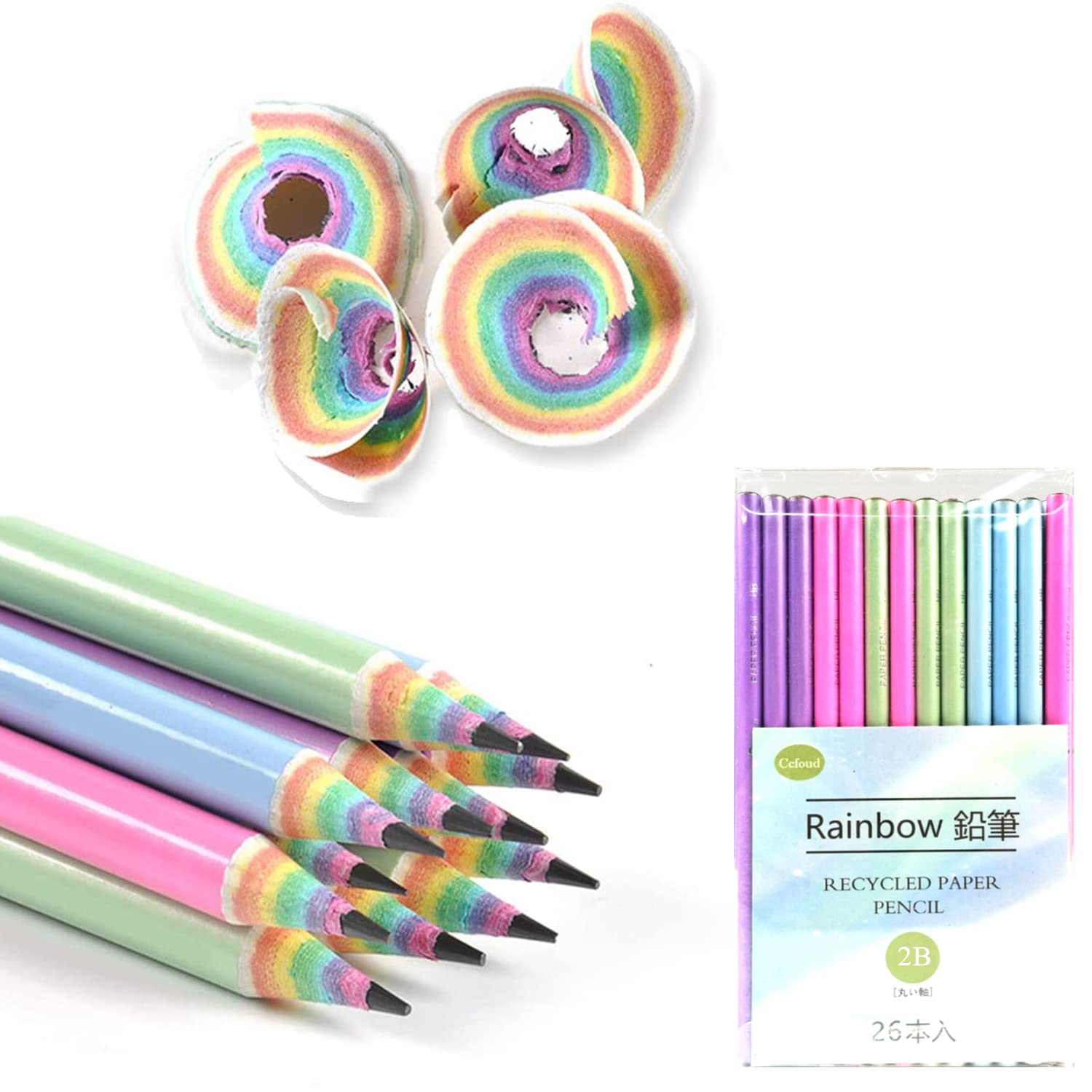 ̵Ccfoud 2Bɮ Rainbow Pencils 26 ؽ ؽ  ɮ Ԥ 襤ɮ ʸ ɮ