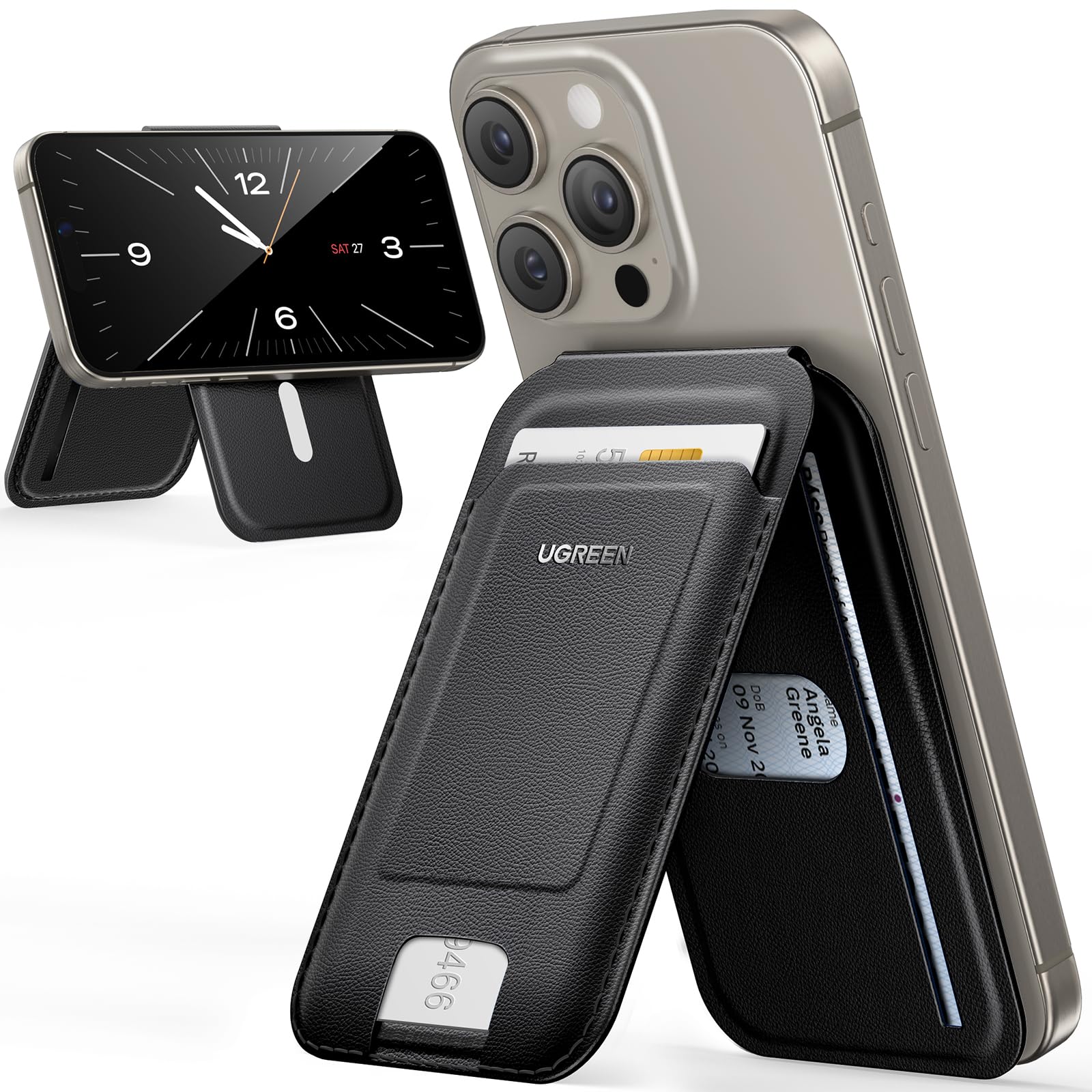 【送料無料】UGREEN スマホスタンド Magsafe対応 カードケース 超強磁力 携帯スタンド 軽量 超薄型 magsafeスタンド カード収納 カードボックス カードウオレット 持ち歩き便利 iPhone 16/15/14/13/12 Pro Max/Pro/Plus/Miniに対応