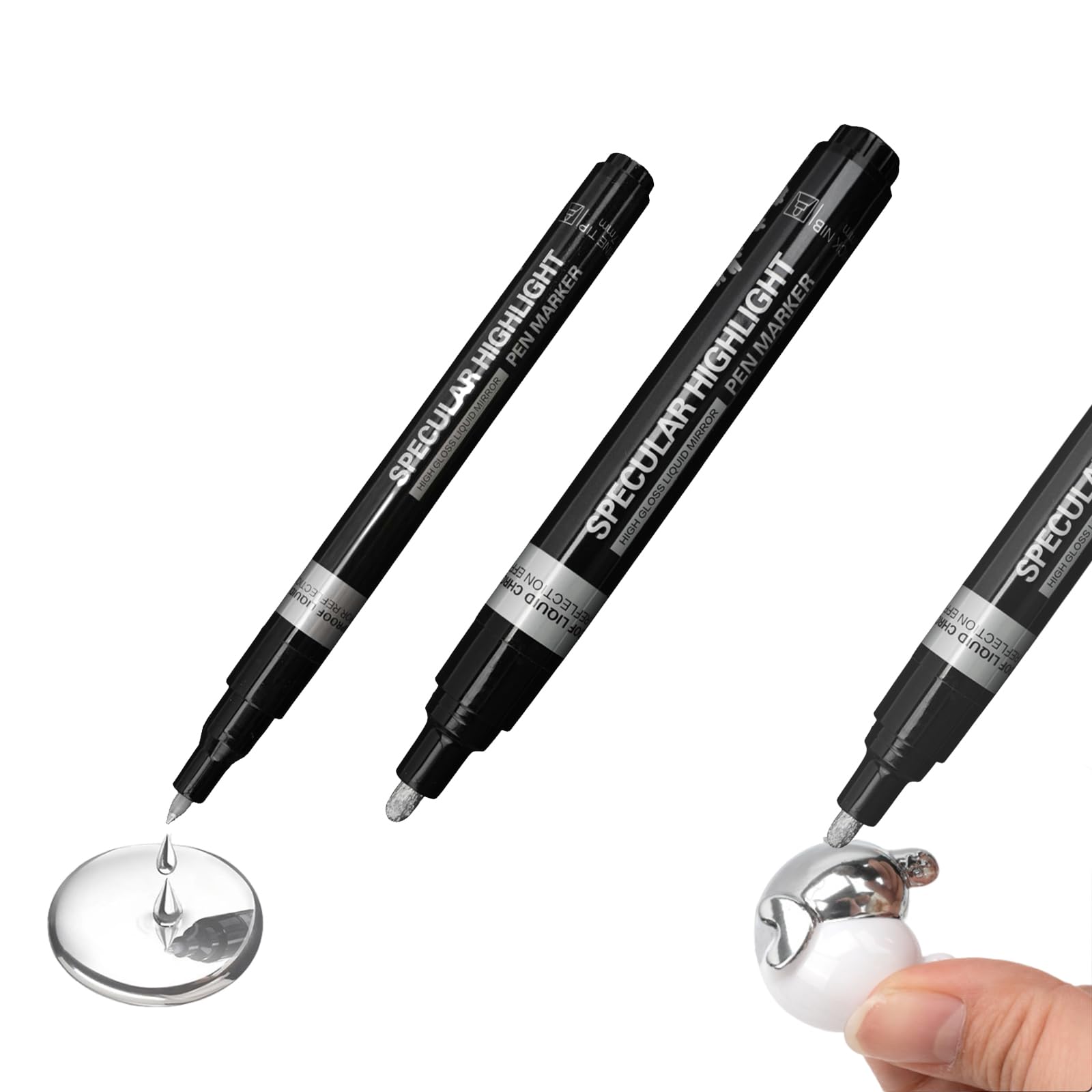 【送料無料】aninako 銀メッキ クロームメッキマーカーペン メッキ 2個セット 0.7mm 3.0mm メッキペン 塗るだけでメッキ 高光沢液体クロムペイントマーカー ミラーペイントペン反射光沢ペイントマーカー 長持ちする色 DIYハイライトペン 芸術品や工芸品