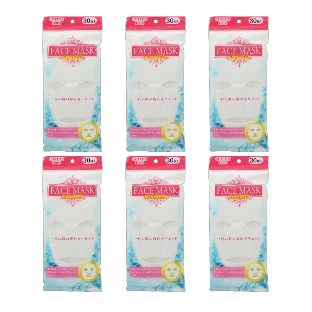 日本製コットン100% フェイスマスク 顔全体用(使い切りタイプ)30枚入り×6個セット(配送区分:A1)