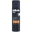 【商品詳細】 Gillette PRO シェービングジェルフォーム 深剃りしながら、洗浄・保護・保湿* 1つで3種のケア *ヒゲを保湿し、柔らかくすることで、剃りやすくなる。 微香性。アロエベラ配合。195g 洗浄・保護・保湿*しながら快適な深剃りを。 ジレットの進化した処方 ・皮脂や汚れ、バクテリアを洗い流す。 ・ヒリヒリ感から肌をまもる。 ・*ヒゲを保湿し、柔らかくすることで、剃りやすくなる。 ・濃厚な泡に変化するジェル。 ジレットのカミソリとの併用をお勧めします。 ご使用方法：ヒゲをお湯で充分に濡らした後、製品を適量手に取り、ひげ全体に良く刷り込む。 シェービング後は水で洗い流す。 ●安全に関する注意 湿疹、かぶれ、ただれ等の皮膚障害のある時は、悪化させる恐れがあるので使用しないでください。 お肌に異常が生じていないかよく注意して使用してください。 赤み、はれ、かゆみ、刺激、色抜け（白斑等）や黒ずみ等の異常が生じた時は使用を中止し、皮膚科専門医等へご相談ください。 極端に高温または低温の場所には保管しないでください。 子供の手の届かない所に保管してください。 缶の錆による破裂を防ぐために、水回りや湿気の多いところにおかないでください。 ●成分・分量 水、パルミチン酸、TEA、イソペンタン、オレイン酸グリセリル、ステアリン酸、グリセリン、イソブタン、ソルビトール、香料、ヒドロキシエチルセルロース、PEG−45M、メントール、（メチルビニルエーテル／マレイン酸）コポリマー、（アクリル酸グリセリル／アクリル酸）コポリマー、アロエベラ葉汁 【発売元、製造元、輸入元又は販売元】P&Gジャパン合同会社 【区分】オーストラリア製 広告文責：株式会社フォーモスト 電話：03-6451-3440