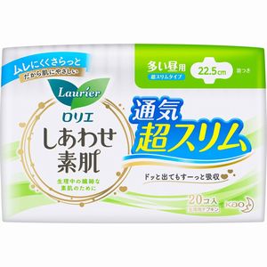 ロリエ　しあわせ素肌　通気超スリム　多い昼用　22．5cm　羽つき　20コ入(配送区分:A)