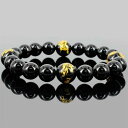 金彫り四神獣オニキス デザインブレスレット 〔 天然石 パワーストーン アクセサリー 〕