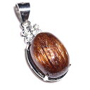 〔J348-1〕高品質 sv925 ブロンズルチルクォーツキャッツアイ ペンダントトップ Bronze Rutilated Quartz(4)