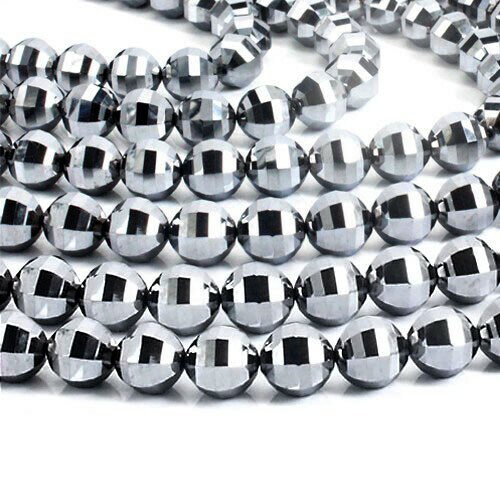 〔C1-193-8m〕約8mm 高純度テラヘルツ鉱石 高品質テラヘルツ アースカット ビーズ 連売り 連材 Terahertz