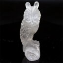 〔D379-1〕彫刻品 水晶 フクロウ彫り ふくろう 梟 止まり木 置物 天然石【メール便不可】(4)