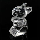 超透明 天然水晶 縁結びうさぎ 兎 彫刻置物【ランダム発送】 刺し穴あり 1点 (三枚目画像) 〔Z16-2〕