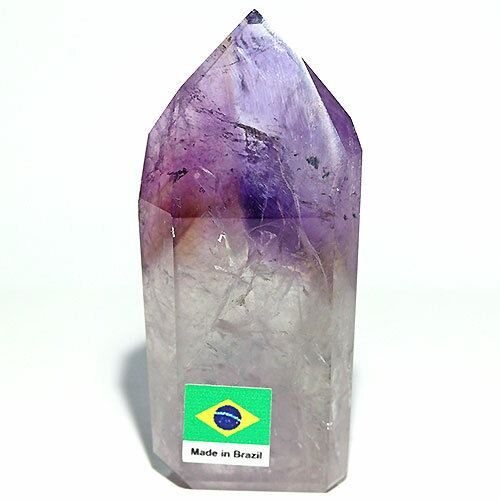 〔D136-12〕ファントムアメジスト ロマネサイト入り ポイント 置物 amethyst 紫水晶