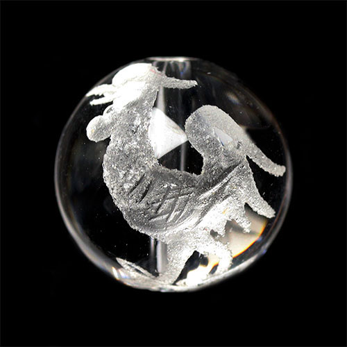 「酉」トリ 手彫り 十二支 水晶 風