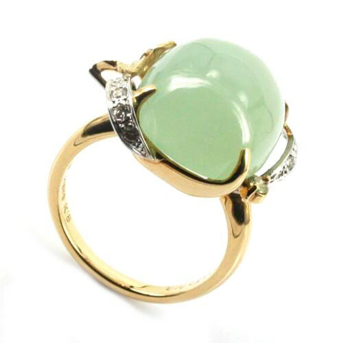 K18大粒ベリルキャッツアイ・ダイヤ　宝石リング＃12〔 天然石 パワーストーン アクセサリー 〕