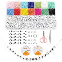 FO:約4900個 ビーズ 手芸 シードビーズ アルファベットビーズ 丸ビーズ ビーズ アクセサリー キット 3mm ガラスシードビーズ