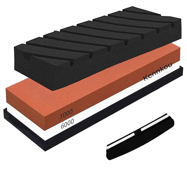 砥石 1000/6000 両面 研ぎ石 家庭用 面直し石 包丁研ぎ 中砥石/仕上砥石 角度固定ホルダー 日本語説明..