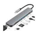 FO:USB C ハブ Type C HDMI 変換アダプタ マルチポート 7-in-1 【4K対応HDMI + SD/TF カードリーダー + PD87W充電 + USB3.0/2.0ポート】 ドッキングステーション 高速データ転送 MacBoo(2)