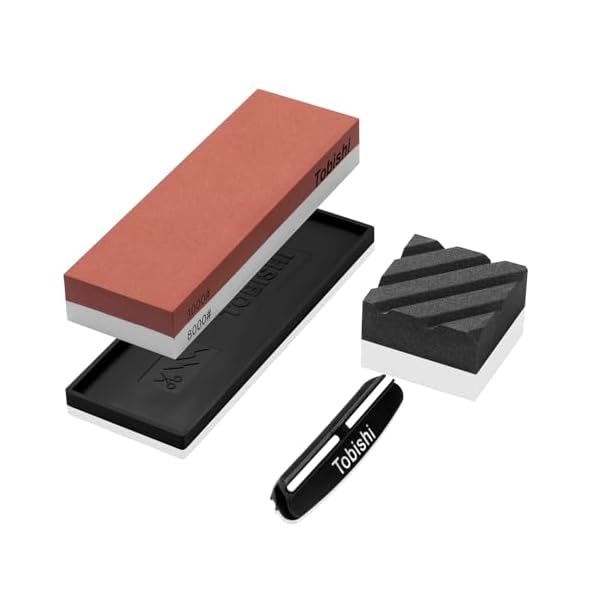 砥石 包丁研ぎ石 セット 両面研ぎ 家庭用 面直しゴム台付き 中/仕上げ砥石 角度固定ホルダー 日本語説..