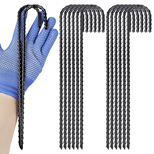 J型止めピン ロープ止め金具 長さ30cm 黒色防錆コーティング, テントペグ キャンプ サッカーゴール ト..