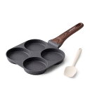 目玉焼き フライパン ミニフライ返し付き 仕切り付き マーブルコート 4つ穴円形 焦げ付かない IH対応 ガス火対応 PFOAフリー くっつきにくい 一年 グレー