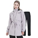 FO:レインウェア レディース レインコート 女性 上下セット 防寒 防水ウェア 雨具 カッパ 雨合羽 ウインドブレーカー ストレッチ素材 透湿 軽量 防風 ゴ...