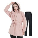 FO:レインウェア レディース レインコート 女性 上下セット 防寒 防水ウェア 雨具 カッパ 雨合羽 ウインドブレーカー ストレッチ素材 透湿 軽量 防風 ゴ...