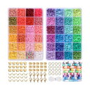 FO:ビーズ 粘土ビーズ 4800個 クレイビーズ ブレスレット作成キット ネックレス ブレスレット製作 DIY ジュエリー製作用ビーズ 弾性があり レタービー...