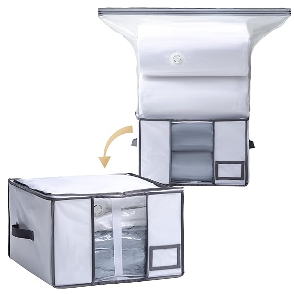 圧縮袋 布団収納ボックス 羽毛布団収納ケース 収納袋 衣類圧縮袋 一体型 ふとん 特大サイズ 折りたたみ..