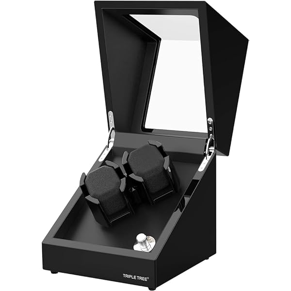 ワインディングマシーン ウォッチワインダー 腕時計自動巻き器 自動巻き時計 時計ケース 腕時計ケース 時計収納 腕時計ワンダー watch winder 静音設計 (ブラック2本巻き上げ)