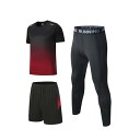 FO:ランニングウェア ジャージ 上下セット メンズ 半袖 セットアップ スポーツウェア カジュアル 薄手 レッド red 3XL(4)