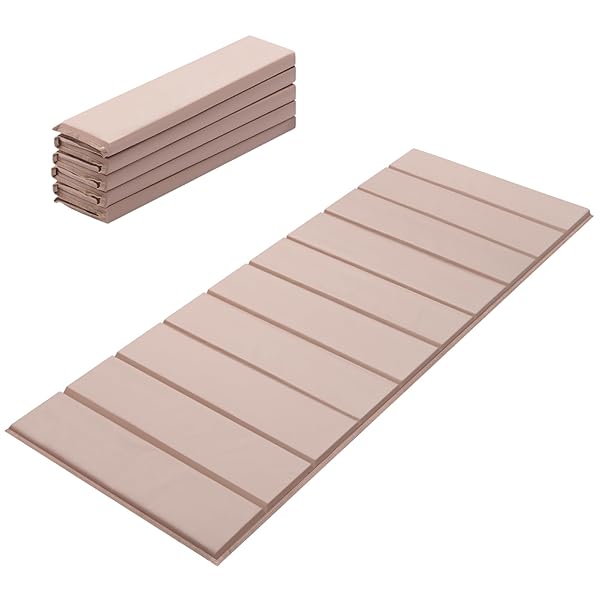 折りたたみシングルマットレス 600Dオックスフォードカバー 発泡ポリエチレンフォーム（EPE） 使用 軽量 コンパクト 省スペース収納 通気性 車中泊 来客用 約190×70cm (米の色)