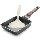 卵焼き フライパン フライ返し付き 18cm*15cm 焦げ付かない IH対応 ガス火対応 PFOAフリー 握りやすい お手入れ簡単 軽量 ターナー付き グレー
