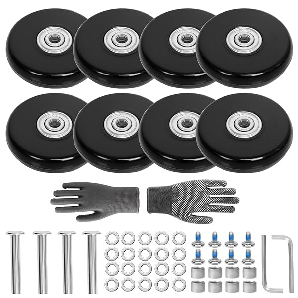 スーツケース キャスター ダブル 交換用 8個セット 50mm ゴム 車輪幅14mm キャリーケース車輪修理交換..