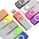 FO:USBメモリ 32GB 10個セット フラッシュメモリー USB2.0 フラッシュドライブ 360° 回転式 10色 (32GB, 10色)
