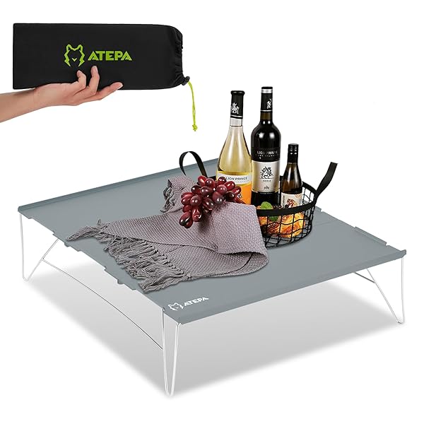 キャンプ テーブル 超軽量 アルミ製 ミニ ローテーブル 折りたたみ式＆連結可能 コンパクト収納 ソロキャンプ・釣り用 3枚セット 収納袋付き グレー