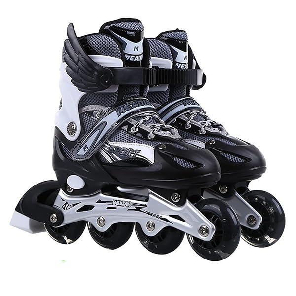 FO:インラインスケート インラインシューズ ローラースケートInline skate 大人 子供用 ジュニア ローラー人間工学に基づいたデザイン 発光 初心者向け 男女問わず 耐久 通気性 安全 アウトドア 静音 サイズ調整可能 ブラックS