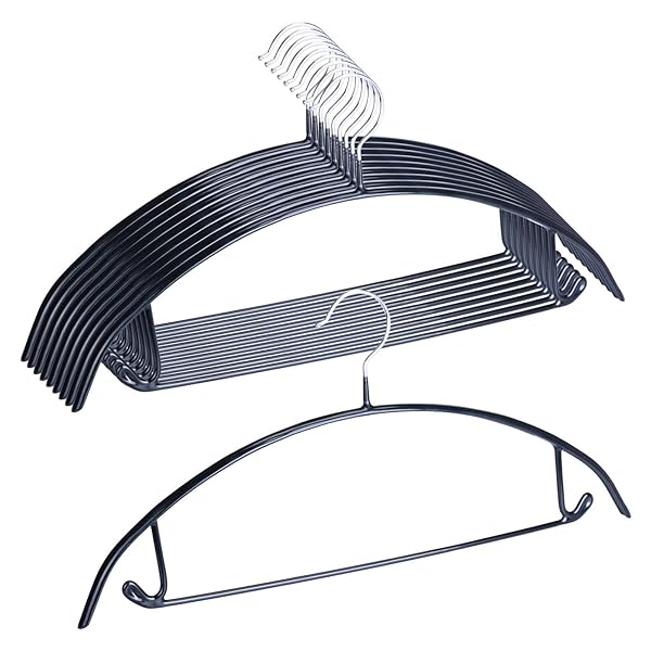 【送料無料】ハンガー すべらない かたくずれ防止 跡がつかない 10本組 ブラック おしゃれ 収納ハンガー 衣類滑り落ち防止 乾湿両用 スリム ジャケットパンツハンガー