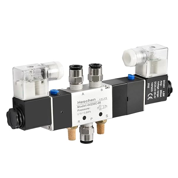 【送料無料】電気空気圧エアバルブソレノイドバルブ 4V230C-08 24VDC PT1/4 5ウェイ 3ポジション ダブ..