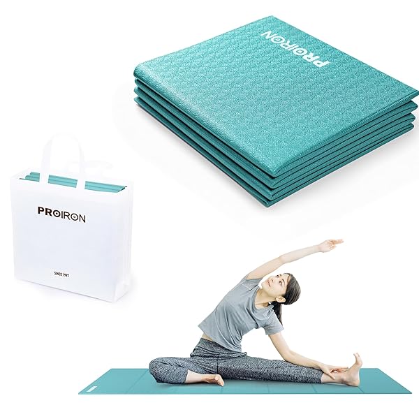 【送料無料】ヨガマット 折りたたみ ストレッチマット 折畳み 183×61cm ターコイズ