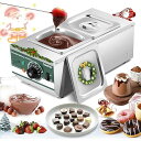 FO:チョコレート溶融機 2個ポット 溶融用鍋 30-80℃ 湯煎 食品級ステンレス製 DIYチョコ/ミルク/クリーム/バター/チーズ 材料溶融 保温 手作りキ...