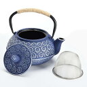 FO:鉄瓶 ホーローなし ih 対応 急須 おしゃれ ティーポット 直火用 青い桜 1000ml