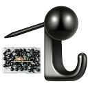FO:【30個入】 石膏ボード フック 画鋲 フック ピンフック 耐荷重約5kg 壁 傷つけない おしゃれ ブラック ミニ 目立たない 押しピン 賃貸 絵画 額縁 時計 カレンダー 飾り用 壁掛け フック 石膏ボード ベニヤ板 木用 フック 収納ケー