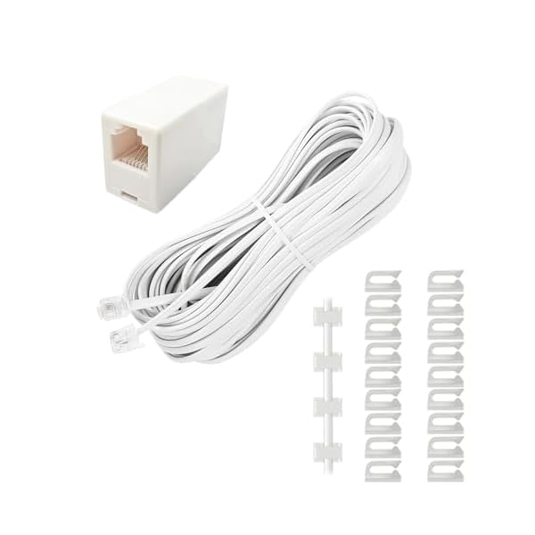 【送料無料】電話線 モジュラーケーブル 10m 6極4芯 RJ11 6P4C 電話延長コード オステレホンケーブル ..