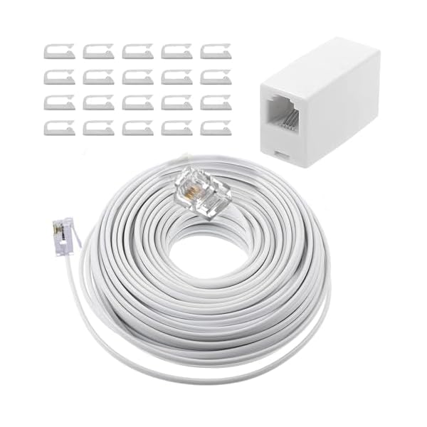 【送料無料】30m モジュラーケーブル 電話線 電話ケーブル RJ11 6P4C 電話線 延長コード ...