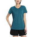 【送料無料】レディース tシャツ 半袖 ポリエステル tシャツ 夏用トップス 無地 スポーツtシャツ フィットネス ジムウェア 無地 レギュラーフィット ピーコックブルー L