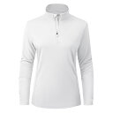 【送料無料】tシャツ レディース 長袖 uvカット スポーツウェア 大きいサイズ ハーフジップ トレーニングウェア ロングtシャツ 速乾 ハイネック インナー ホワイト S