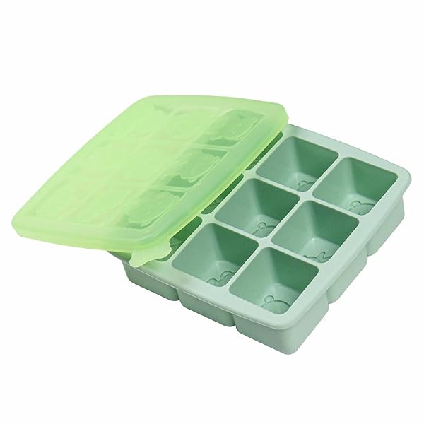 FO:冷凍小分け 離乳食保存容器 フリージング 製氷皿 調理用品 ベビーフード アイストレー 9ブロック (グリーン)
