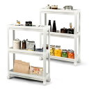 FO:BestBuy キッチンワゴ 2点セット 幅17.5cm 耐荷重10kg/段 キャスター付き 浴室ワゴン 隙間ラック スキマラック キッチン スリムワゴン...