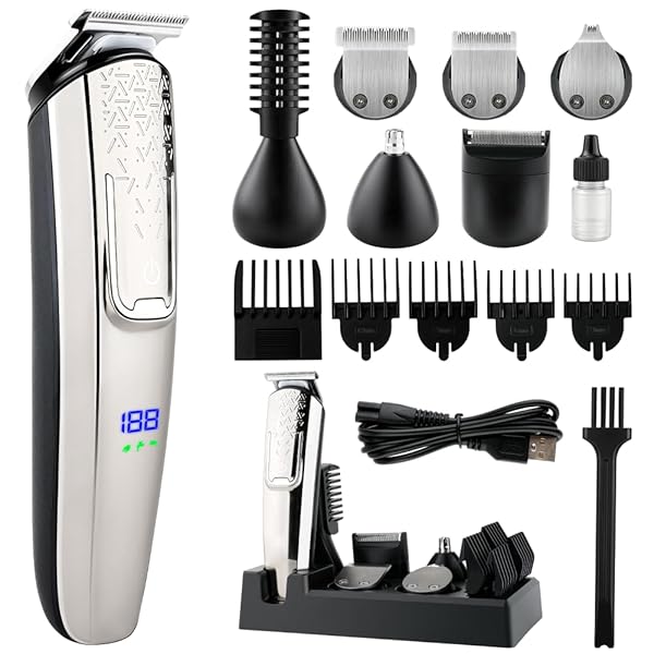 【送料無料】バリカン メンズ ヘアカッター - 電動バリカン 6種類ガイドコーム 3-12mm対応 6種類アタッチメント ipx7防水 大容量バッテリー 家庭用...